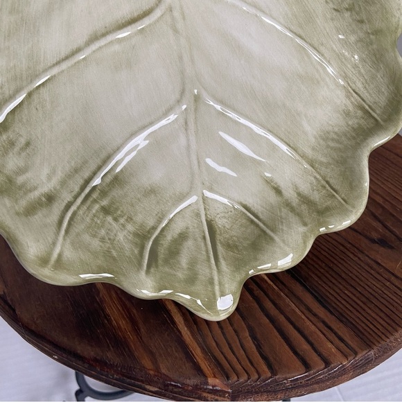 Green Cabbage Leaf Plate Made In Italy 9604/24 Ceramic Plant Shape Plate - Picture 5 of 16